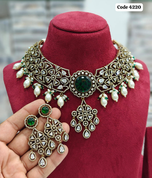 Dazzling Brilliance, Premium Quality American Diamond Necklace Set with Earrings jewellery set , Indian Jewellery