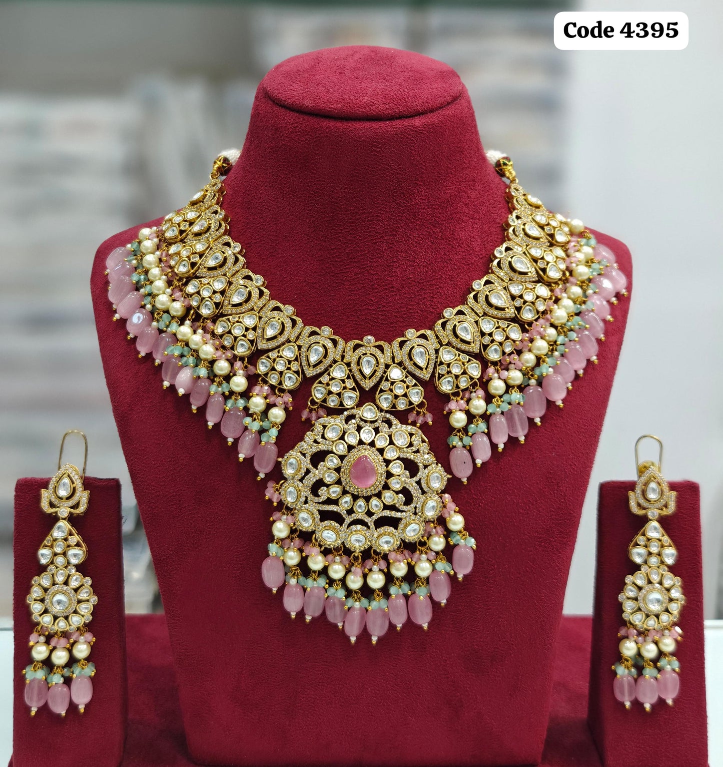 Regal Splendor, Premium Polki Kundan Necklace Set with Earrings jewelry set , Indian Jewellery set , Costume Golden Jewellery set