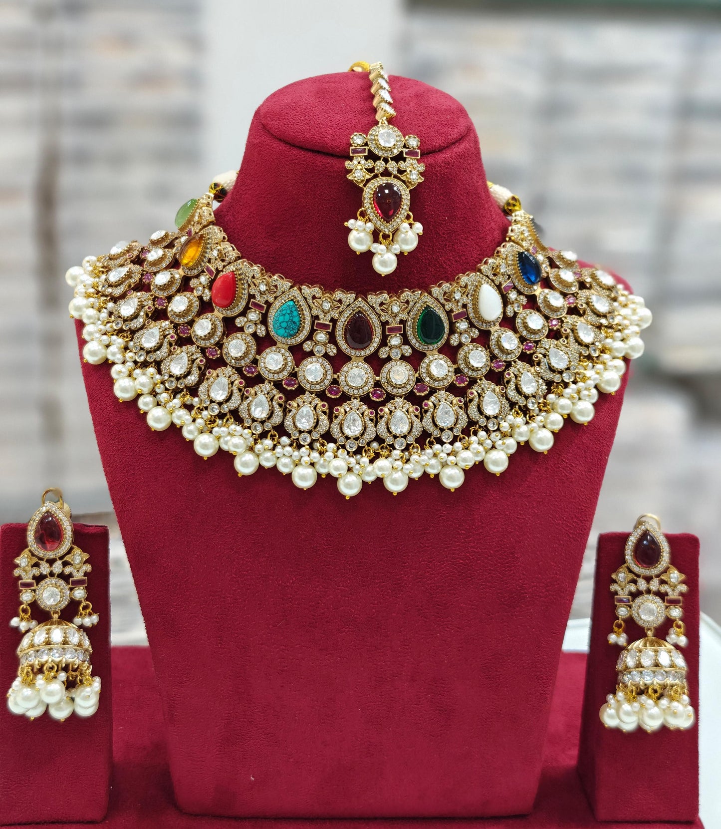Premium Quality Kundan Choker Jewelry Set with Jhumka Earrings and Maangtikka jewellery set