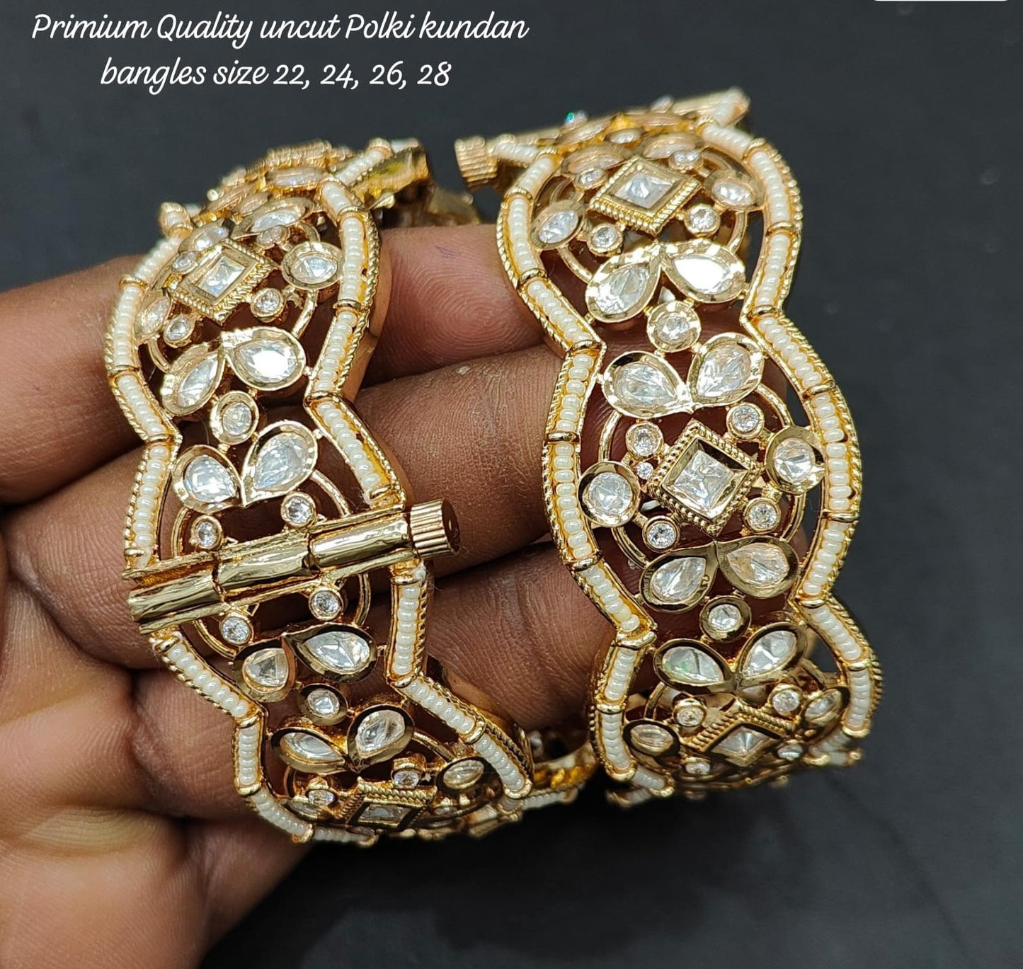 Premium Quality Uncut Polki Kundan Bangles Set , Exquisite Traditional Jewelry , Uncut Polki Bangles,Traditional Jewelry