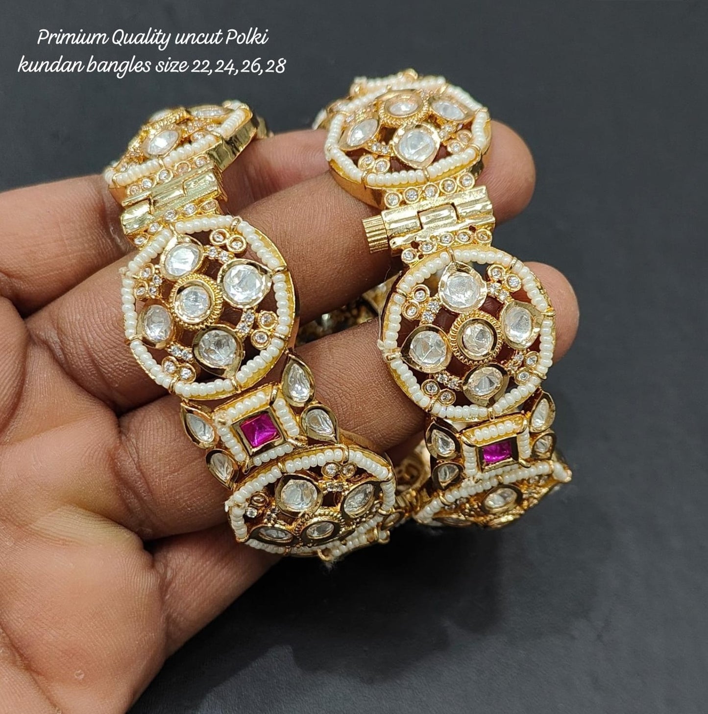 Premium Quality Uncut Polki Kundan Bangles Set , Exquisite Traditional Jewelry , Uncut Polki Bangles,Traditional Jewelry