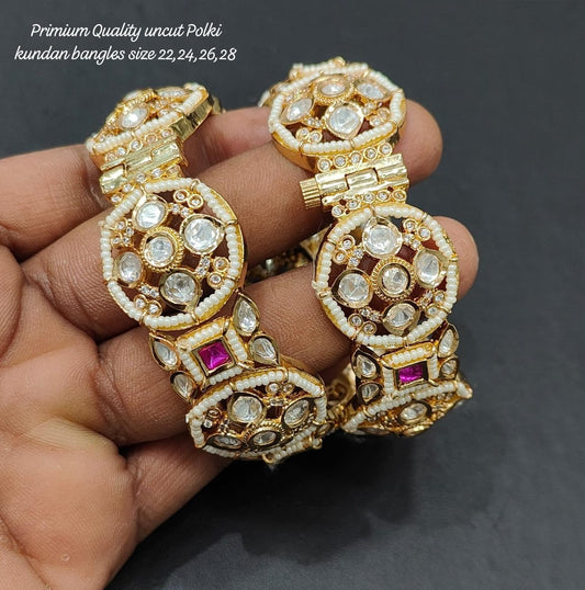Premium Quality Uncut Polki Kundan Bangles Set , Exquisite Traditional Jewelry , Uncut Polki Bangles,Traditional Jewelry