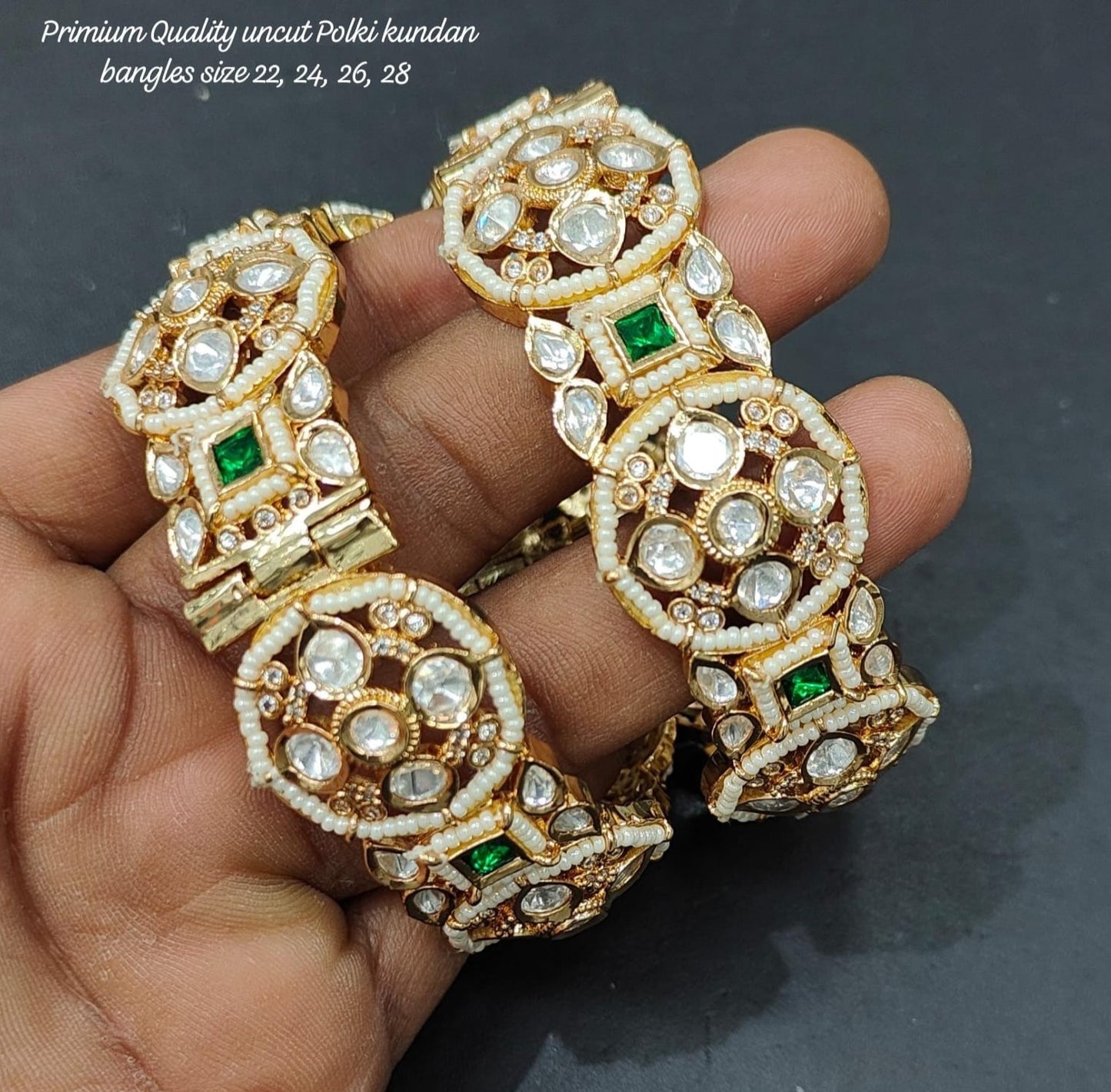 Premium Quality Uncut Polki Kundan Bangles Set , Exquisite Traditional Jewelry , Uncut Polki Bangles,Traditional Jewelry