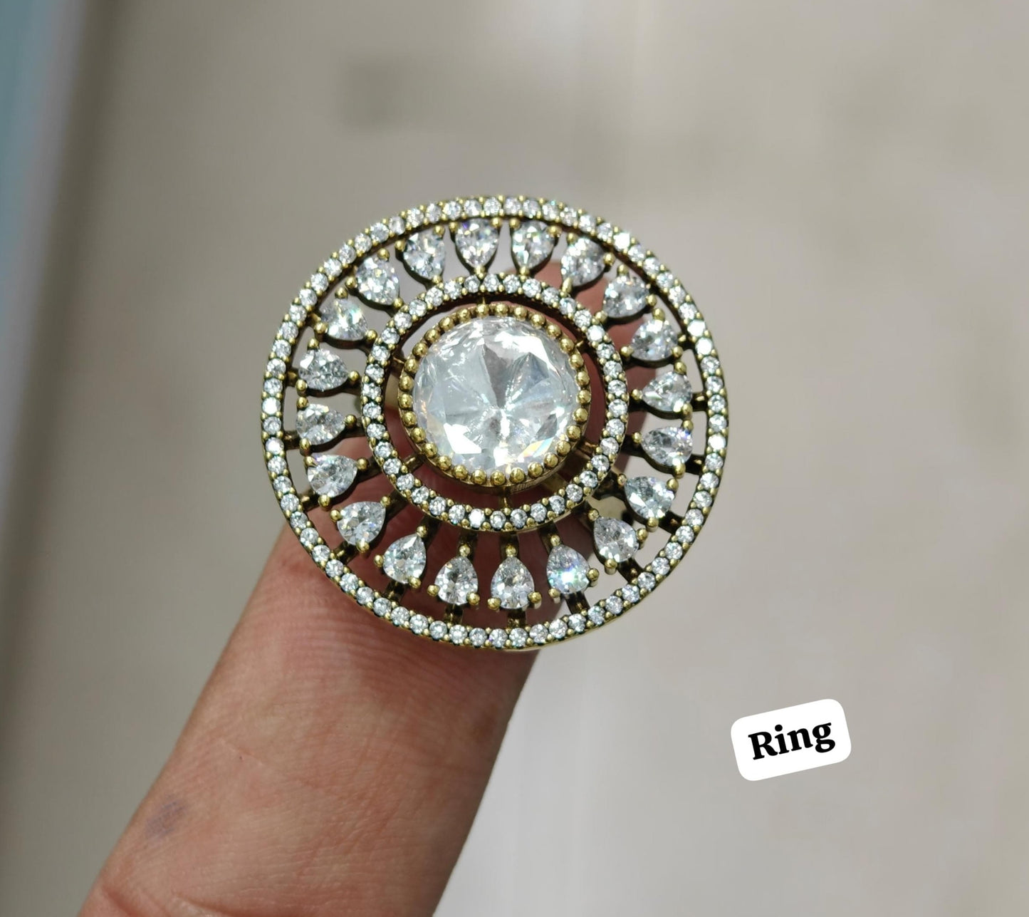 Exquisite Uncut Polki Kundan Adjustable Ring , A Timeless Masterpiece , Kundan Jewelry , Adjustable Ring