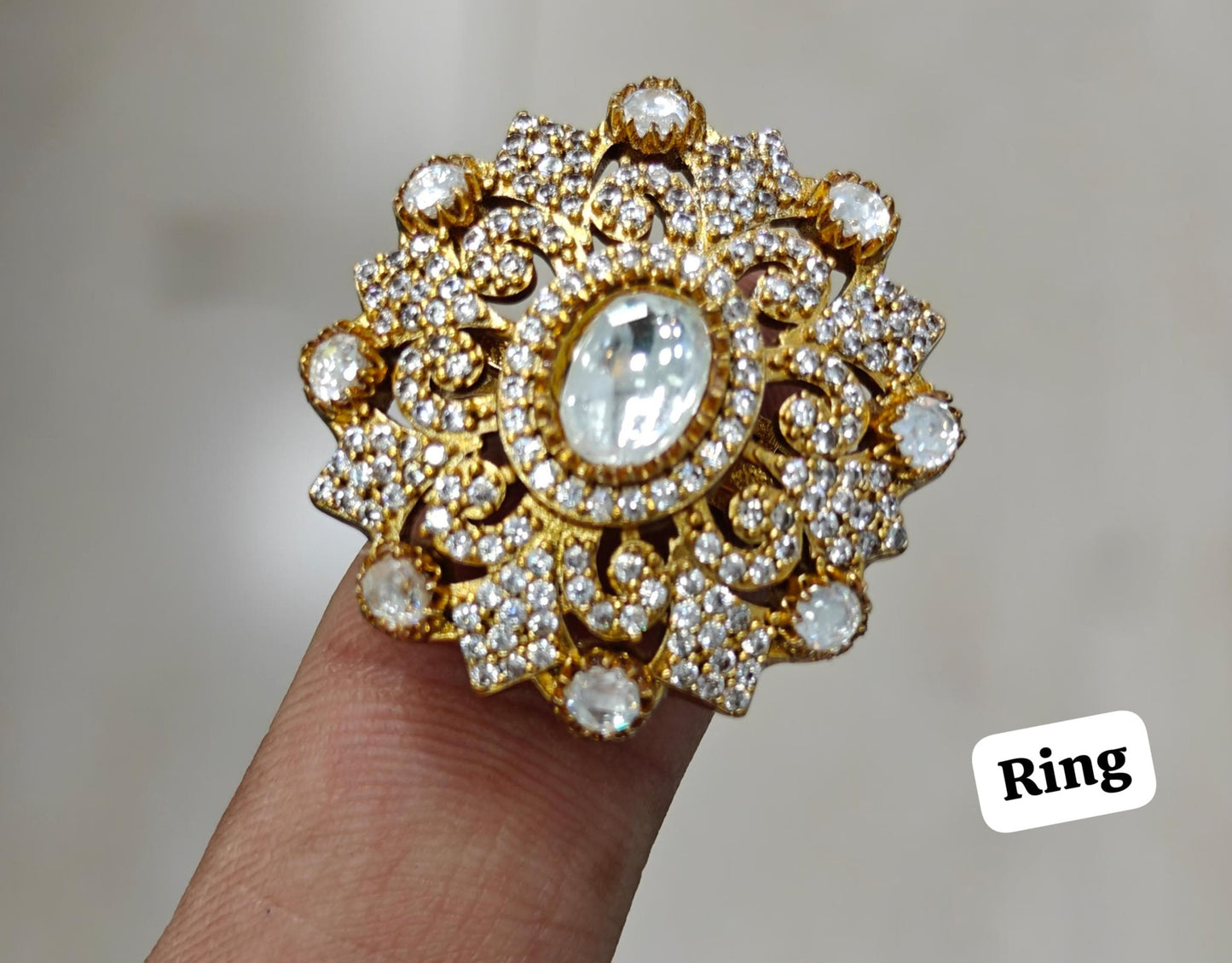 Exquisite Uncut Polki Kundan Adjustable Ring , A Timeless Masterpiece , Kundan Jewelry , Adjustable Ring