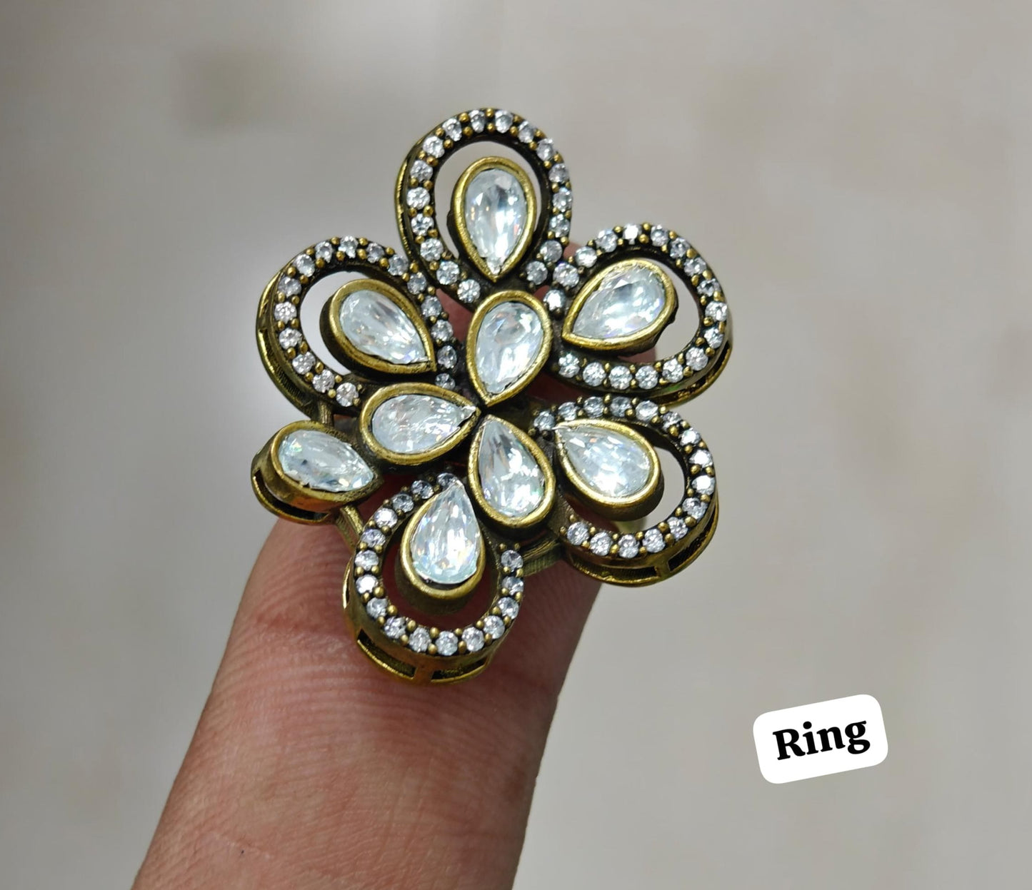 Stunning Moissanite Kundan Engagement Ring: A Perfect Blend of Elegance and Sparkle , Moissanite Ring