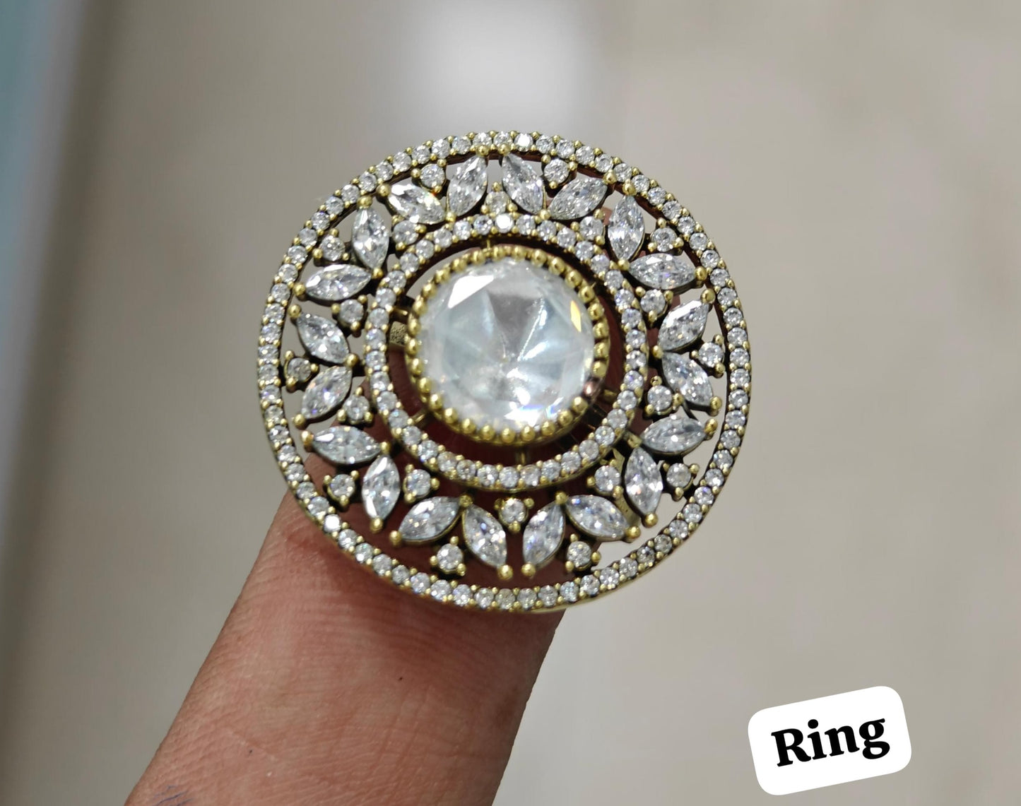 Exquisite Uncut Polki Kundan Adjustable Ring , A Timeless Masterpiece , Kundan Jewelry , Adjustable Ring