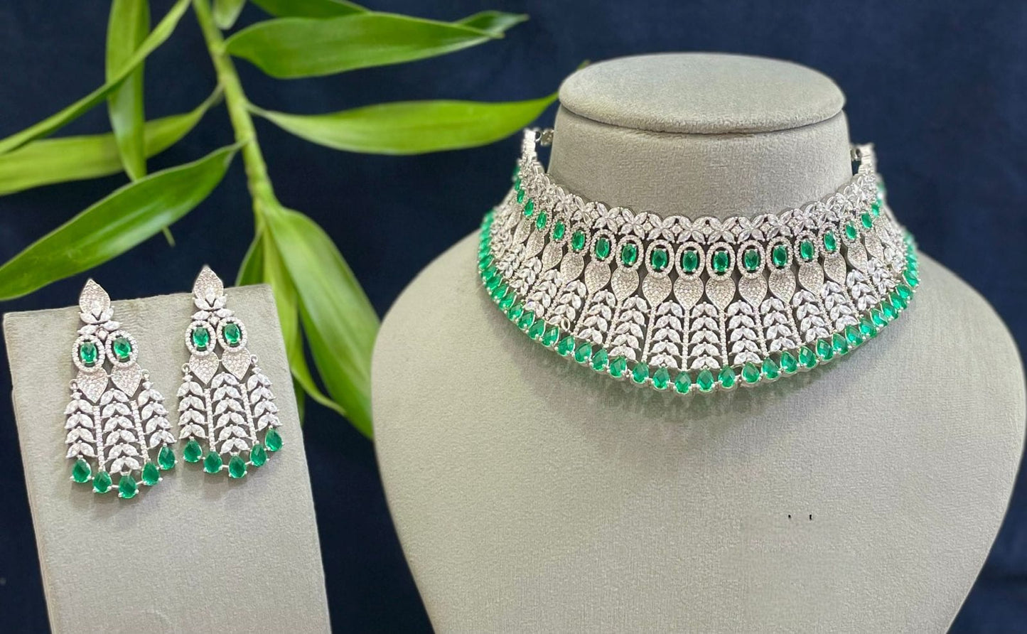 Premium Quality American Diamond Necklace with Earrings jewelry