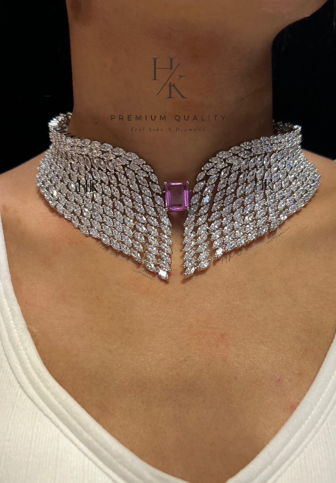 Premium Quality Full Bridal American Diamond Necklace Set with Earrings Jewelry Set , Wedding jewellery , bridal jewellery