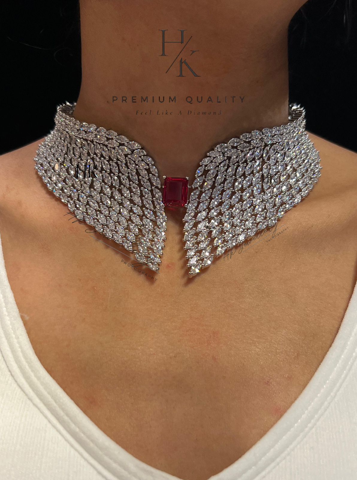 Premium Quality Full Bridal American Diamond Necklace Set with Earrings Jewelry Set , Wedding jewellery , bridal jewellery