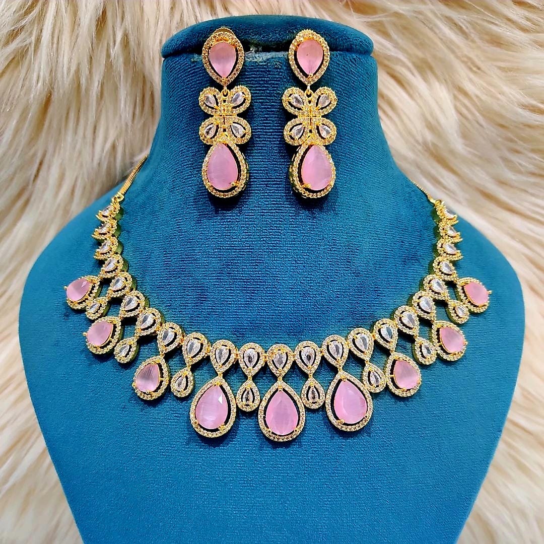 Elegant American Diamond Necklace Set with Matching Earrings – Perfect for Every Occasion