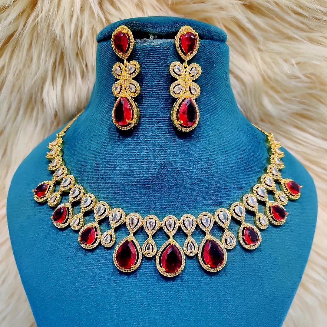 Elegant American Diamond Necklace Set with Matching Earrings – Perfect for Every Occasion