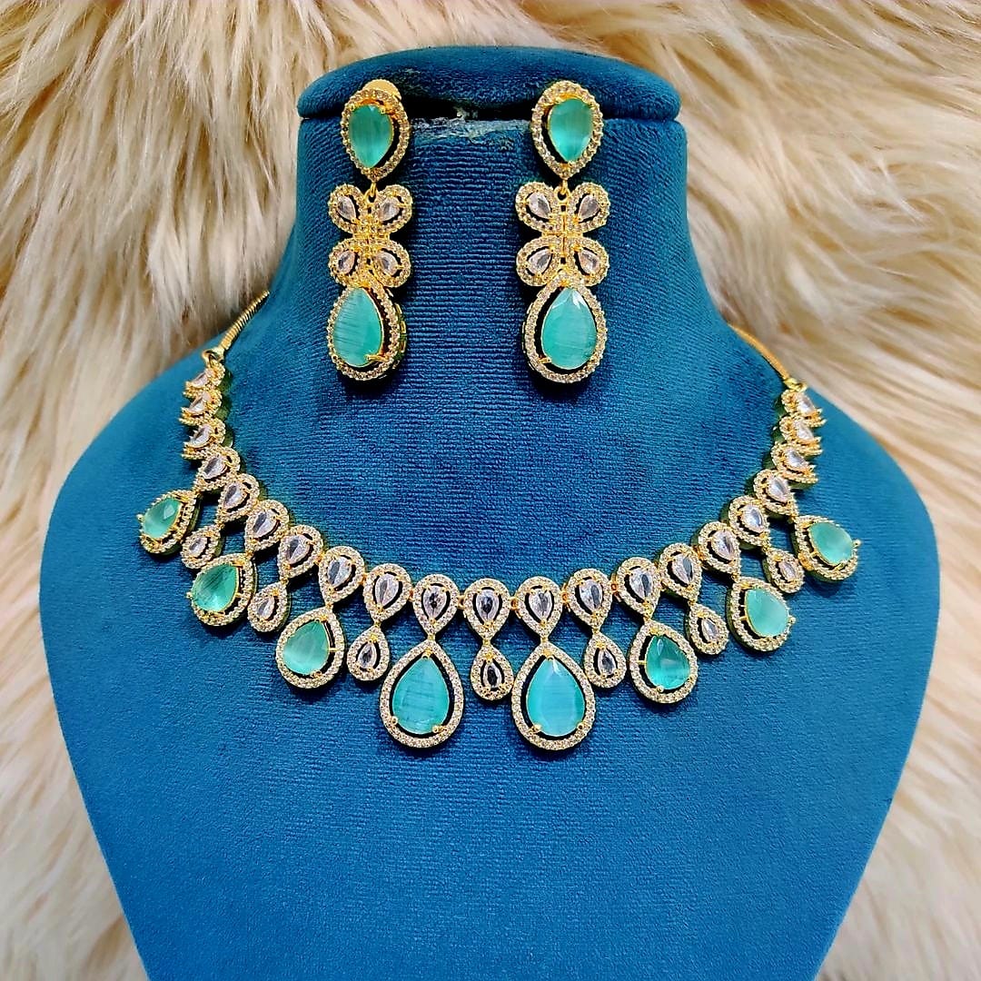 Elegant American Diamond Necklace Set with Matching Earrings – Perfect for Every Occasion