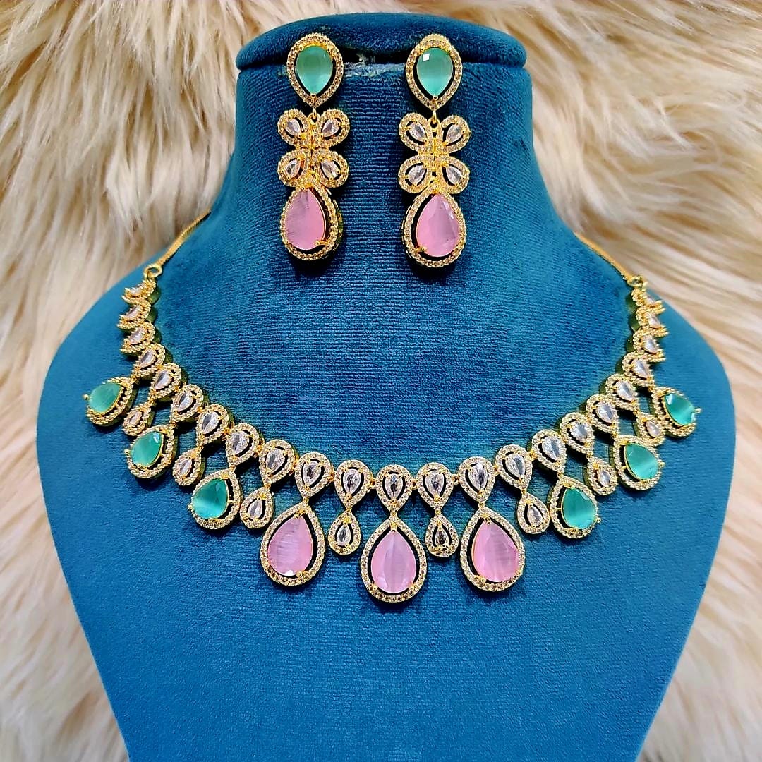 Elegant American Diamond Necklace Set with Matching Earrings – Perfect for Every Occasion