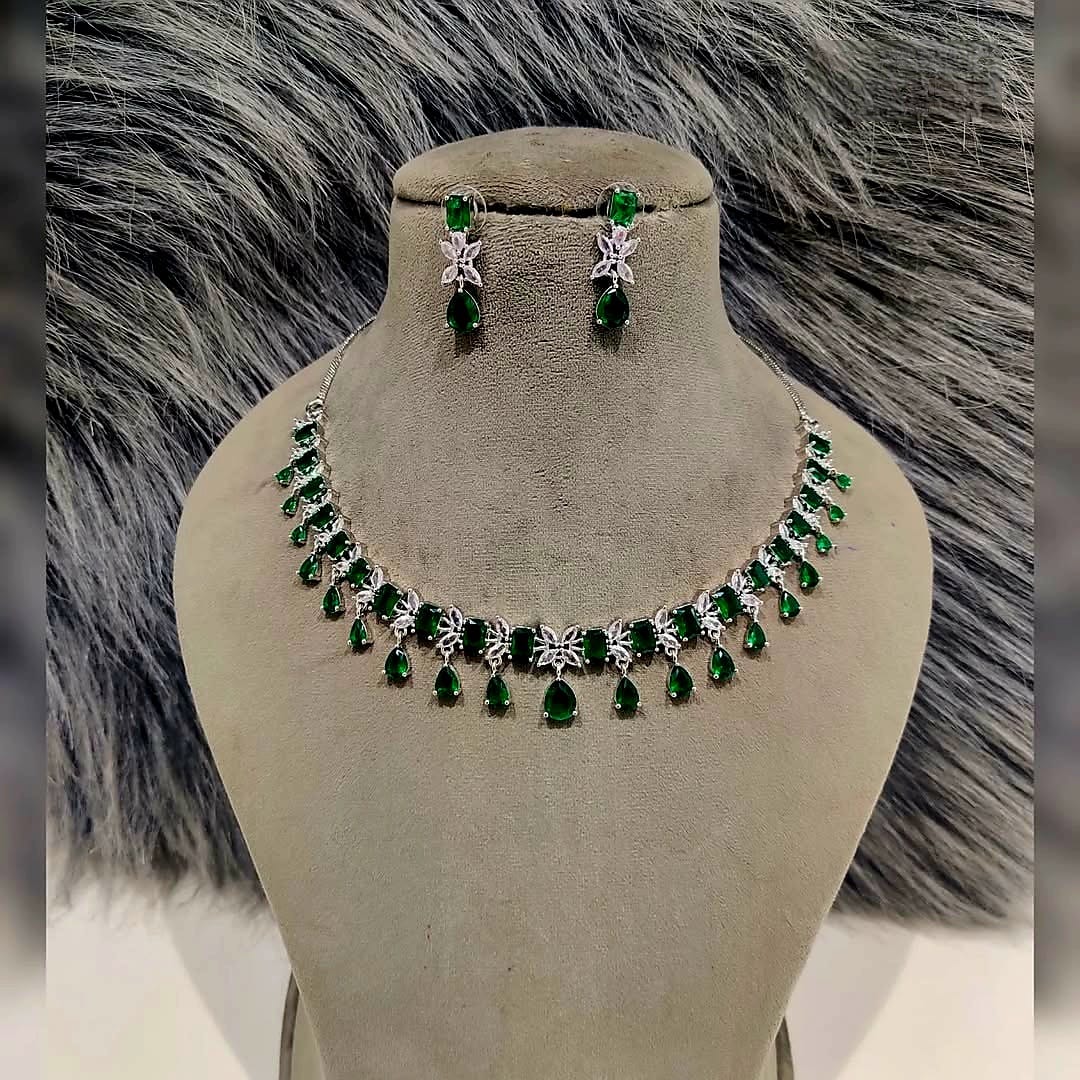 Elegant American Diamond Necklace Set with Matching Earrings – Perfect for Every Occasion