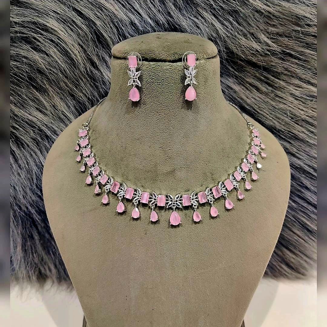 Elegant American Diamond Necklace Set with Matching Earrings – Perfect for Every Occasion
