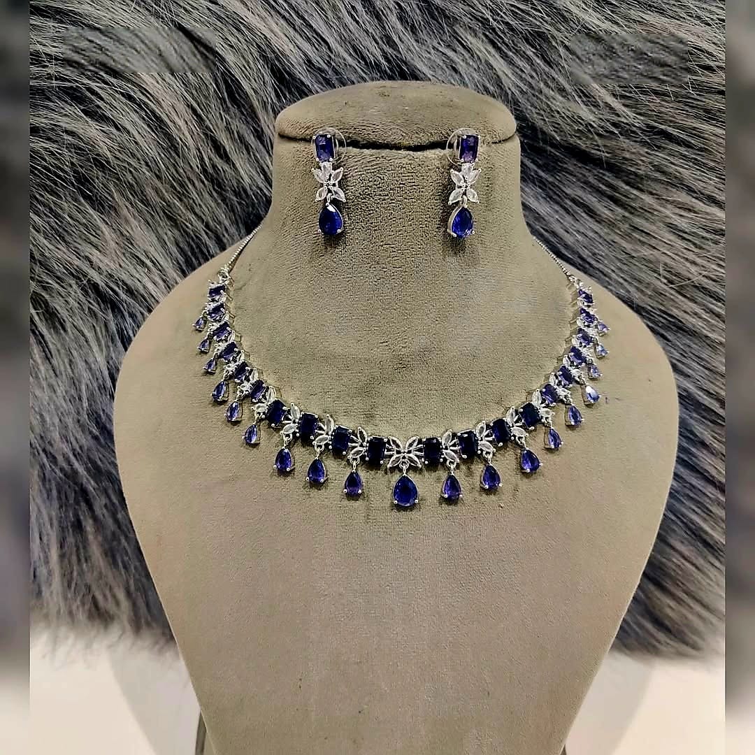Elegant American Diamond Necklace Set with Matching Earrings – Perfect for Every Occasion