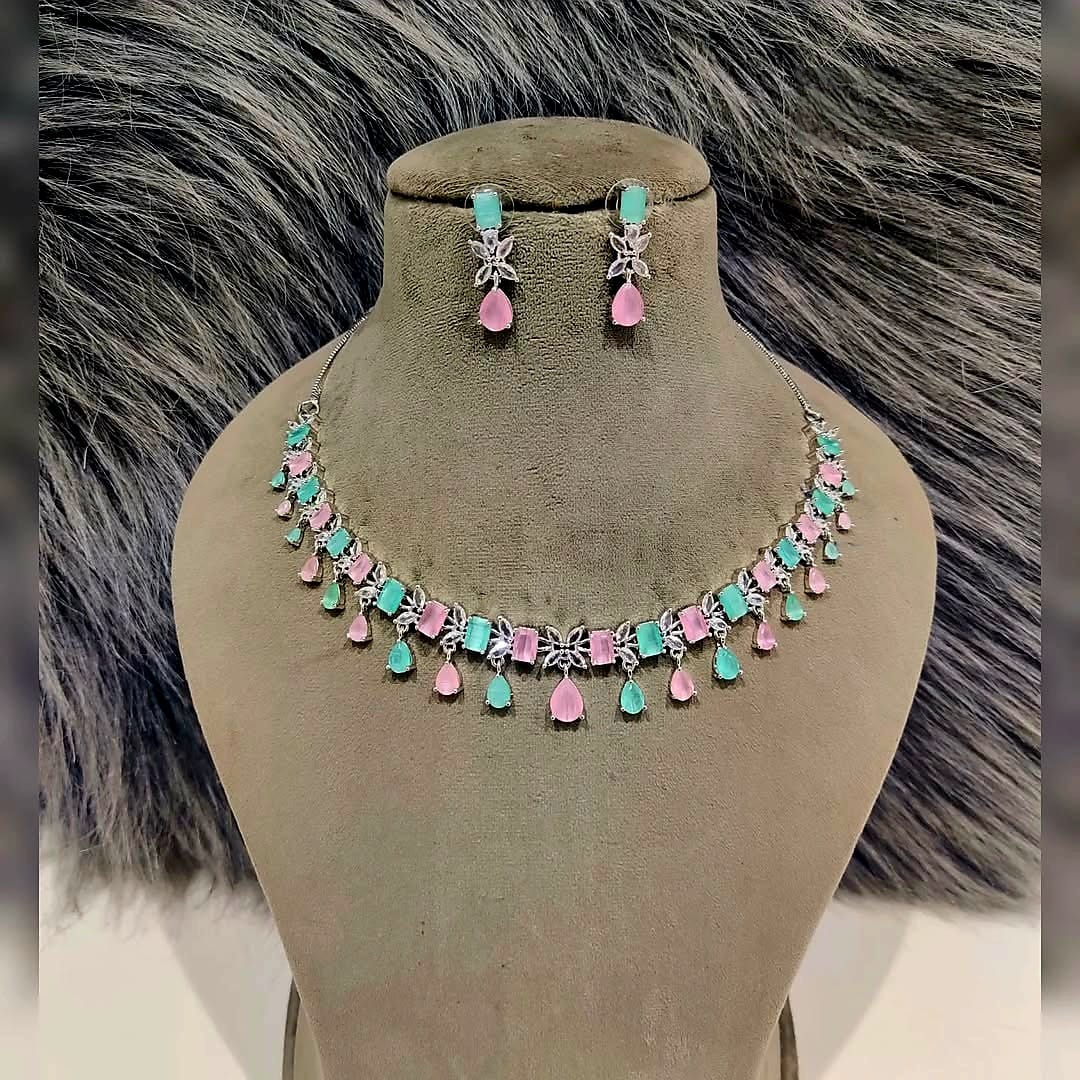 Elegant American Diamond Necklace Set with Matching Earrings – Perfect for Every Occasion