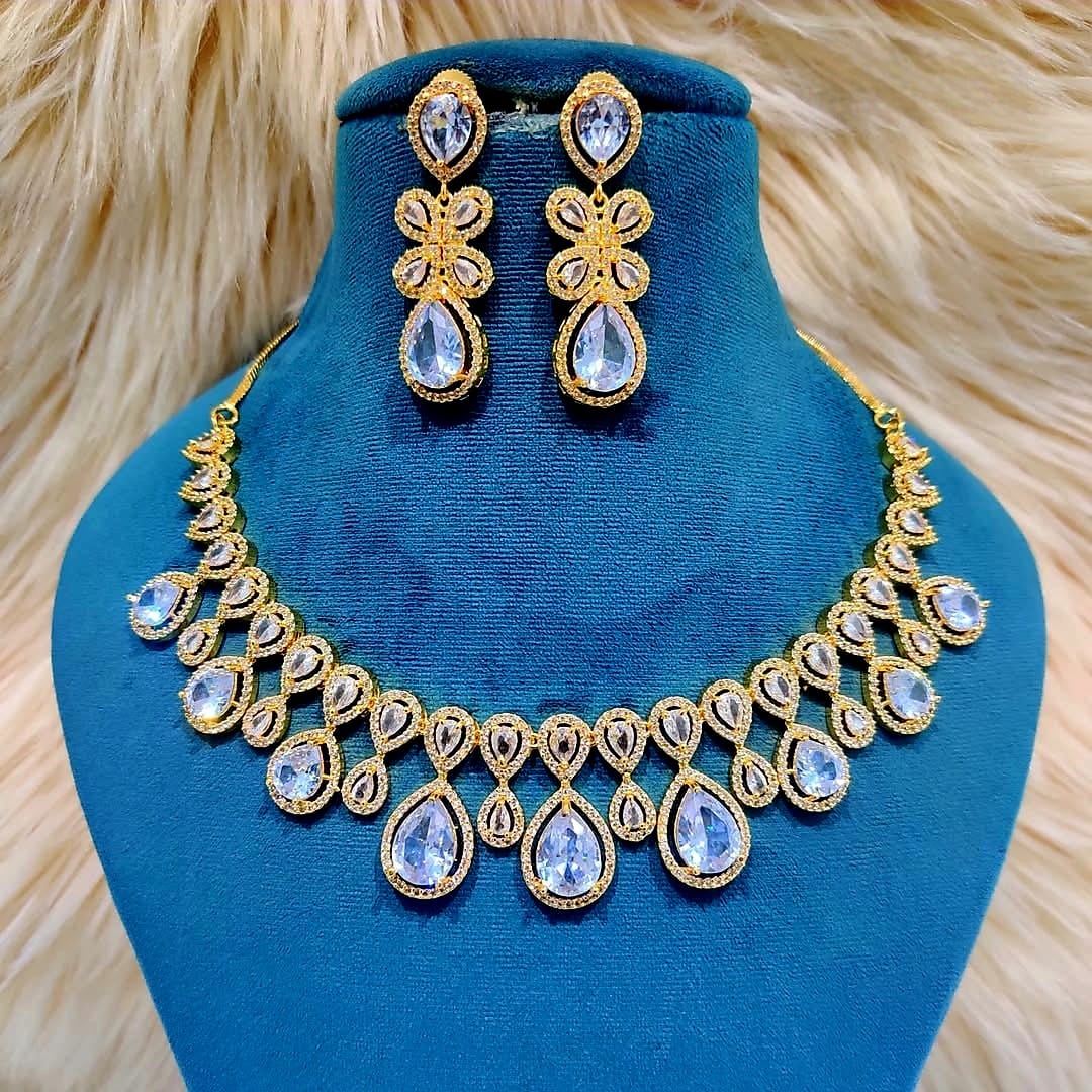 Elegant American Diamond Necklace Set with Matching Earrings – Perfect for Every Occasion