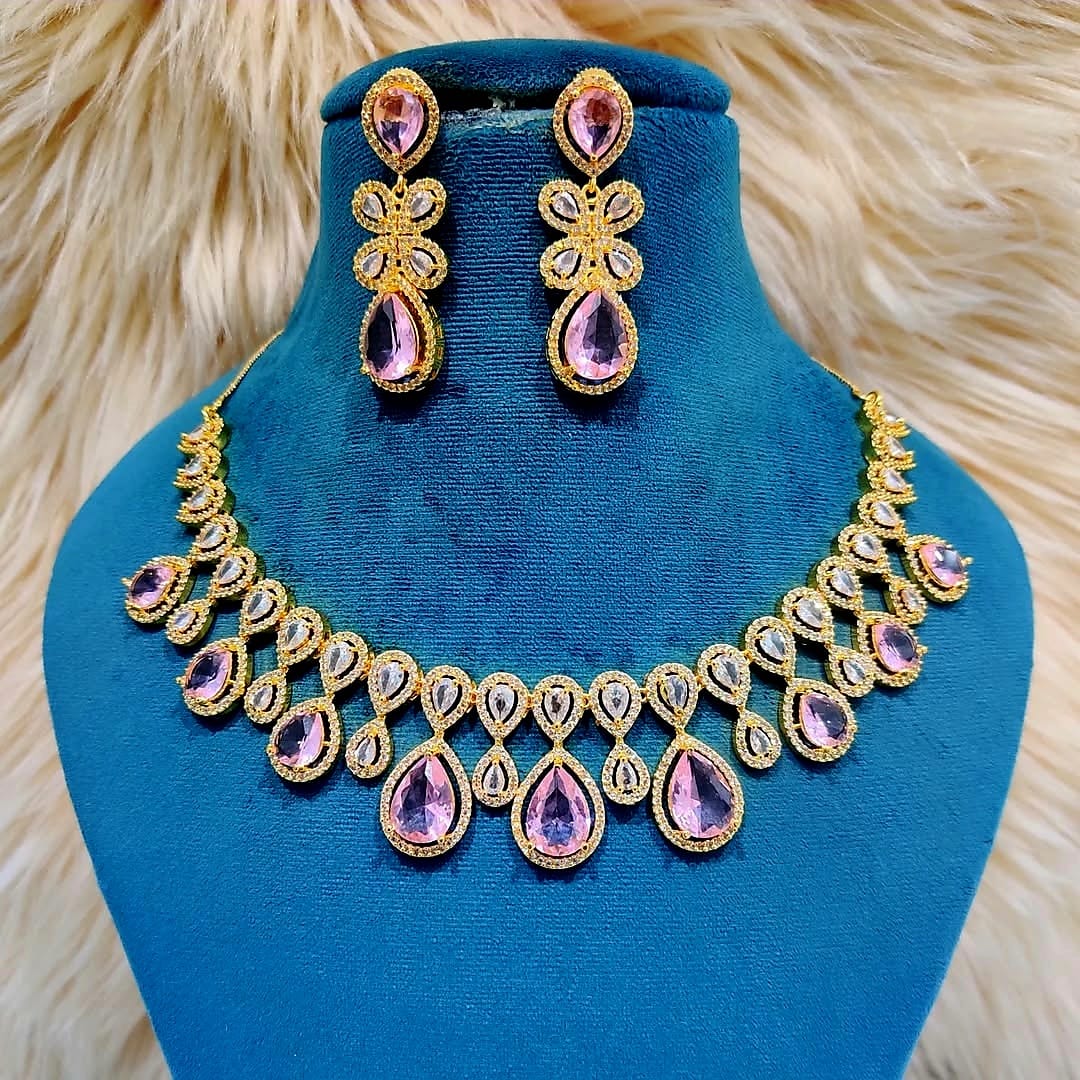 Elegant American Diamond Necklace Set with Matching Earrings – Perfect for Every Occasion