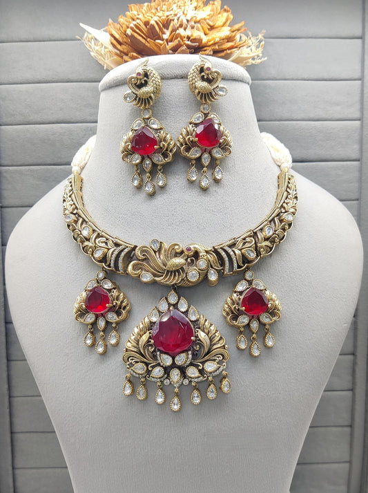 Exquisite Victorian Polished Kundan Necklace Set with Matching Earrings โ Premium Quality Jewelry for Special Occasions