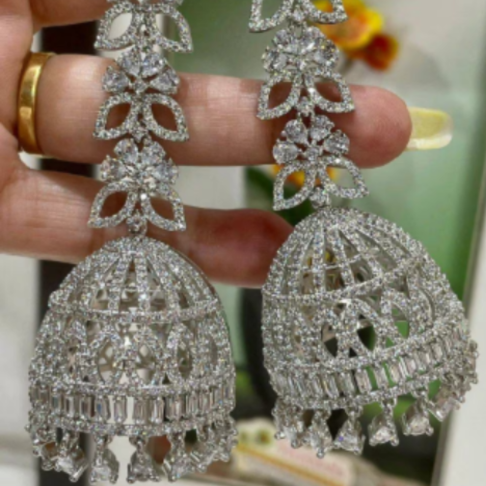 Diamond Luminary: American Diamond Long Jhumka Earrings Collection