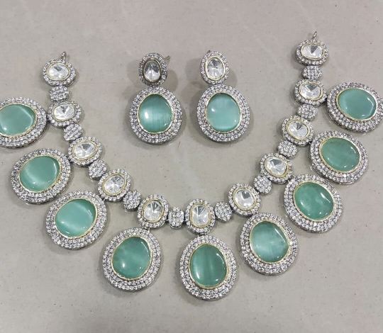 High  Quality pure brass kundan necklace with Earrings jewelry set , kundan neckpiece , indian jewelry