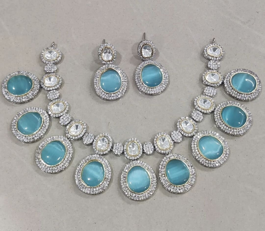 High  Quality pure brass kundan necklace with Earrings jewelry set , kundan neckpiece , indian jewelry