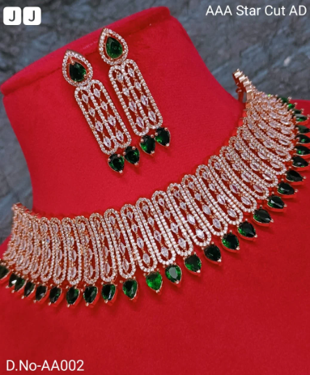 High Quality CZ Premium American Diamond choker with Earrings jewelry set•cubic zirconia cz •american diamond•indian jewellery