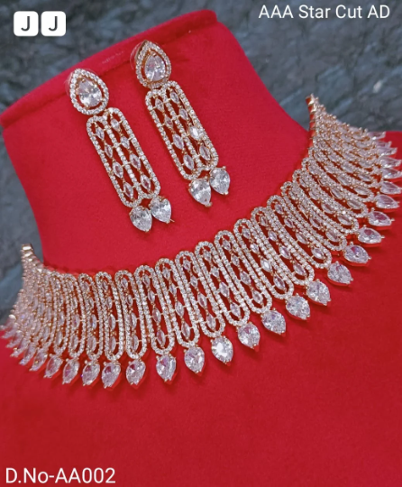 High Quality CZ Premium American Diamond choker with Earrings jewelry set•cubic zirconia cz •american diamond•indian jewellery