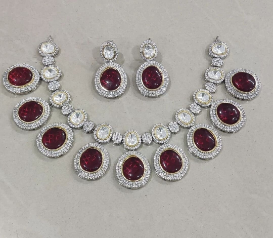 High  Quality pure brass kundan necklace with Earrings jewelry set , kundan neckpiece , indian jewelry