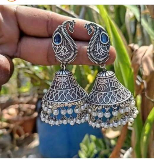 Mystic Allure: Oxidized Jhumka Danglers