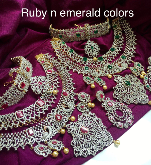 Super grand luxury diamond set , southindain neckband with big earrings , tikka and diamond nath