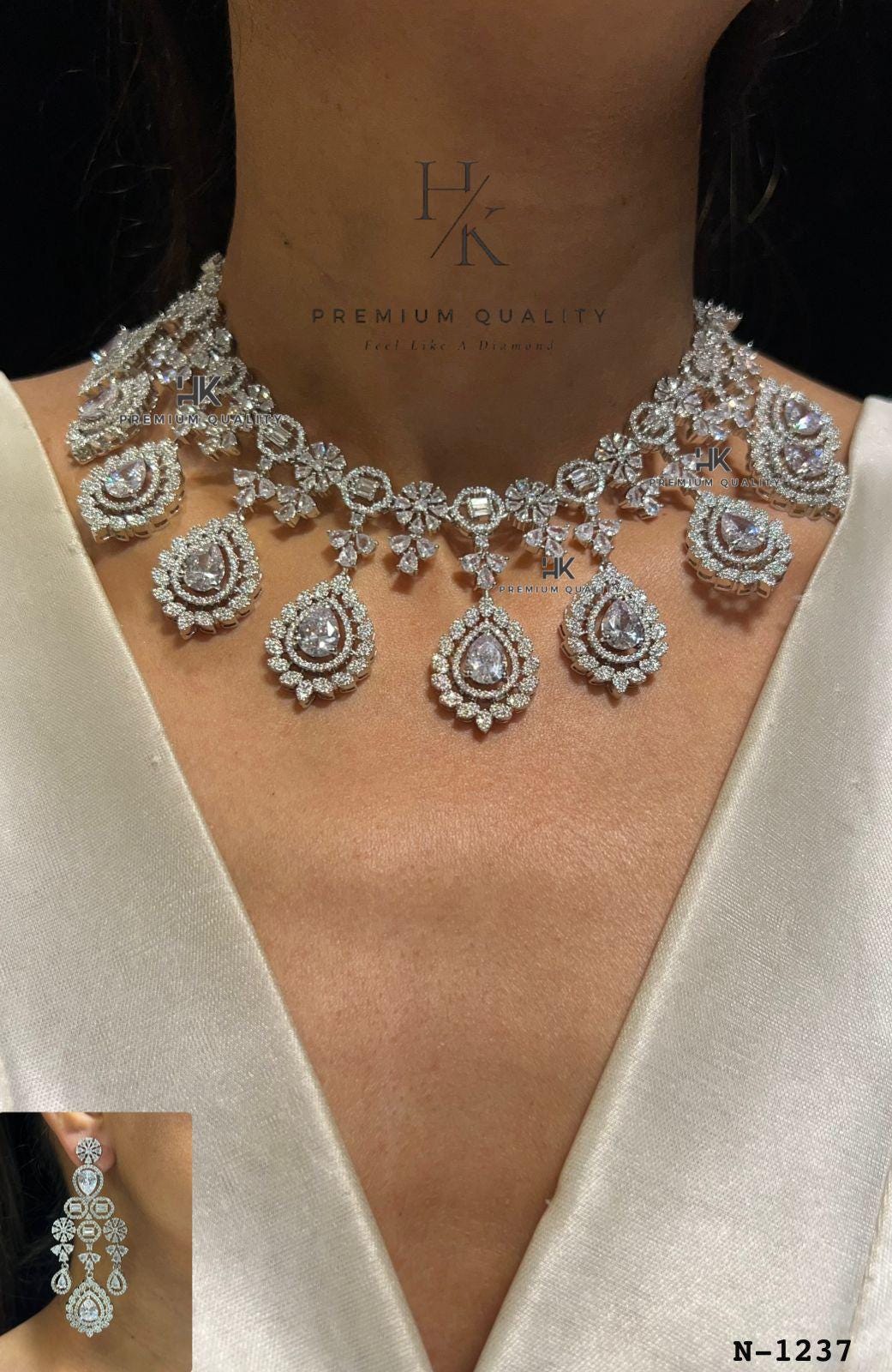 American Diamond Necklace Set: Indian Style Jewelry