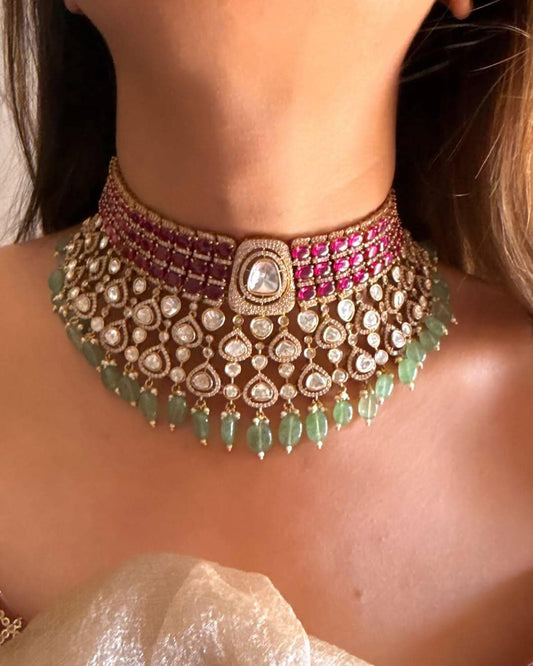 Kundan Style Bridal Choker Set | Indian Wedding Jewelry with Maang Tikka