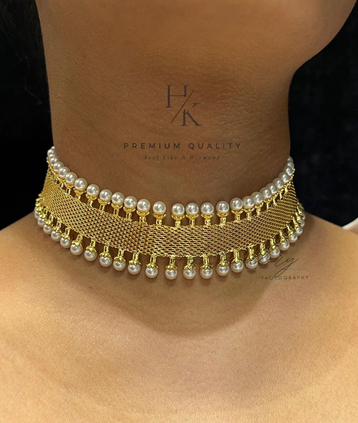 Pearl Choker Necklace Set with Hand Chain | Elegant Bridal Jewelry, Party Wear
