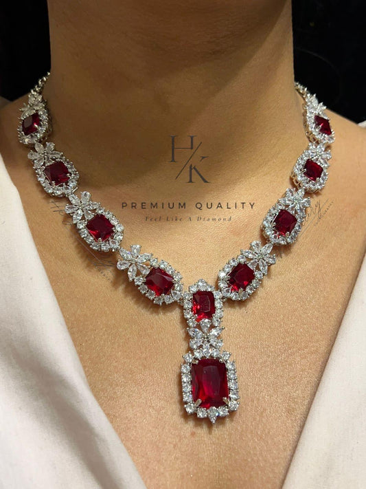 American Diamond Necklace & Earrings Set: Indian Bridal AD Jewelry