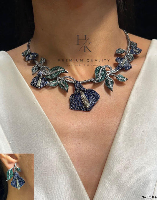 Diamond Fusion Jewelry Set: Elegant Bridal Necklace & Earrings