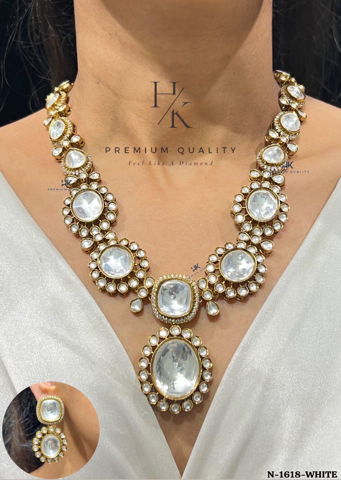 22ct Gold Plated Kundan Necklace Set | Indian Wedding Jewelry , Handamde jewellery