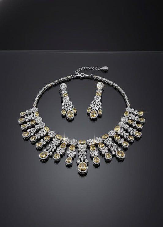 American Diamond Necklace with Earrings & maangtikka Set , Party wear And Anniversary Gift jewelry