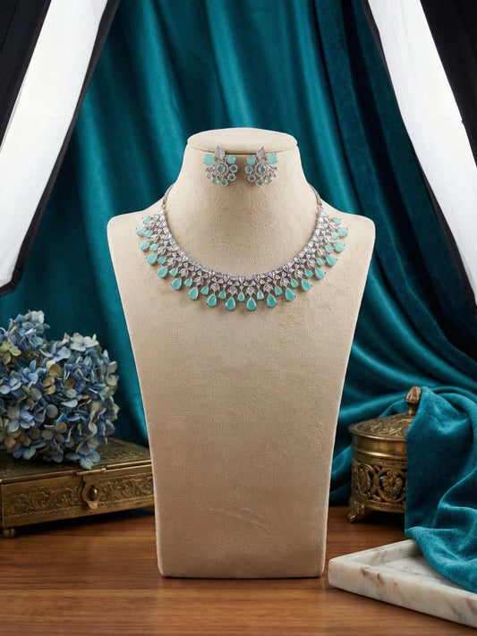 CZ American Diamond Necklace & Earrings Set | Bridal Jewelry