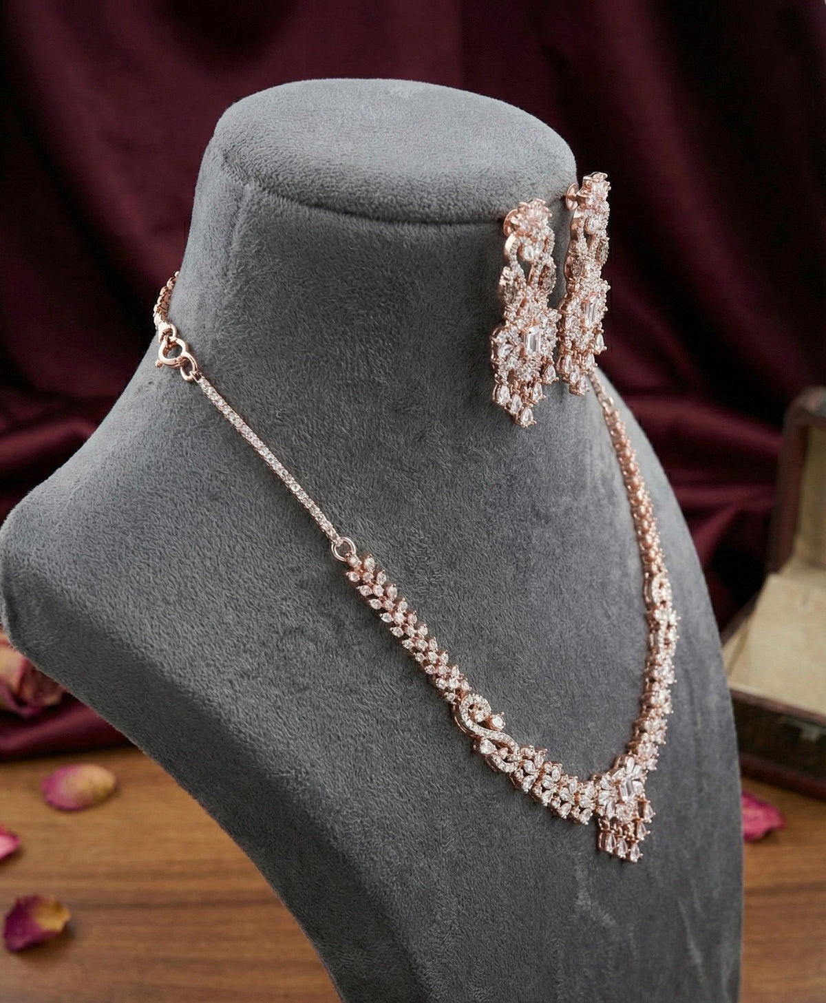 AD Stone Necklace & Earrings Set | Indian Replica Jewelry for Women | American Diamond Jewellery