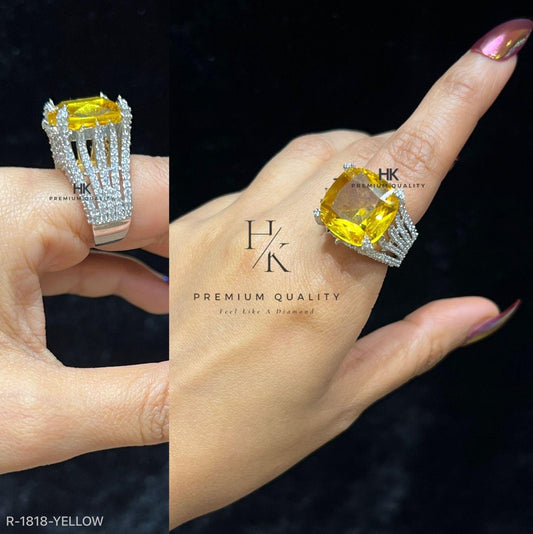 CZ Statement Ring | Multi-Row Stone-Studded Cocktail Ring (Indian Wedding Jewelry)
