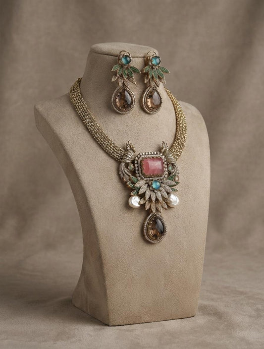Peacock Kundan Necklace Set | Indian Bridal Jewelry