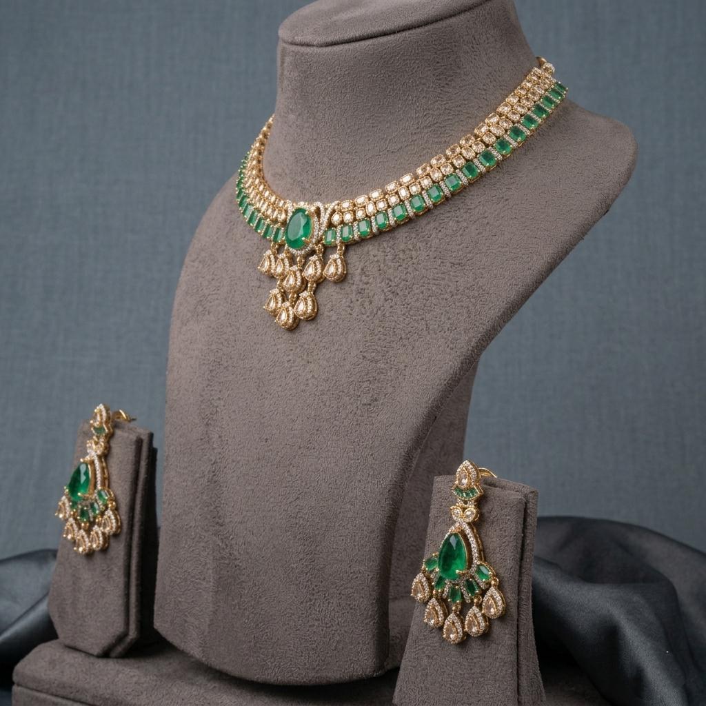 Indian Bridal Kundan Choker Necklace Set | Traditional Wedding Jewelry (Necklace + Earrings)