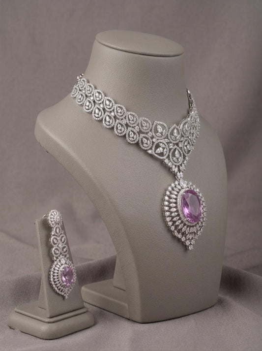 Indian Bridal Necklace Set with Earrings | Crystal CZ Wedding Jewelry