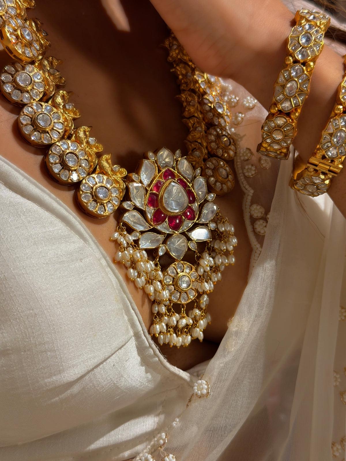 Bridal Kundan Choker Necklace | Polki Stone Pearl Jewelry | Indian Wedding Statement Necklace |