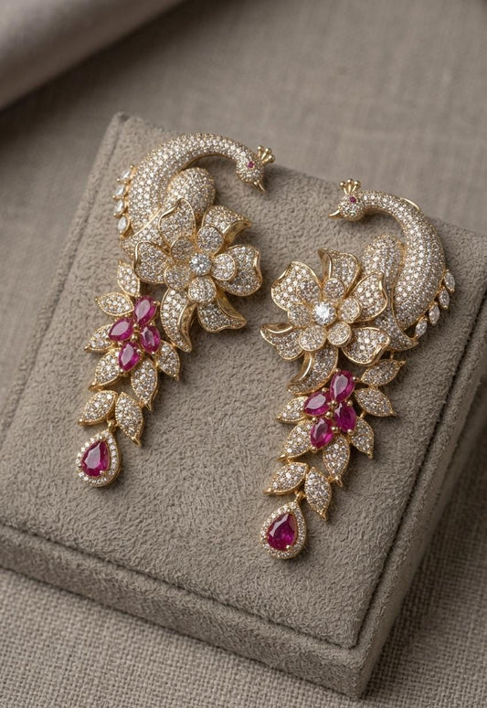 Kundan Bridal Necklace Set, Pink Stone Floral Earrings, Indian Wedding Jewelry
