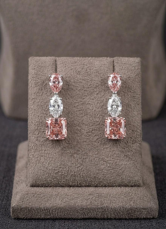 Pink Red Crystal Necklace Set | Indian Wedding Jewelry, Bridal Statement (Set Includes Earrings)