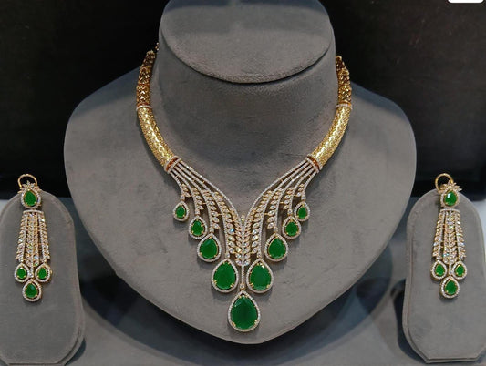 Indian Bridal Necklace Set | Kundan Style Statement Jewelry (Necklace + Earrings)